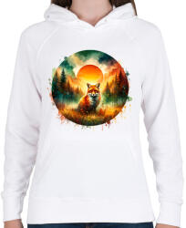printfashion Cuki erdei róka - Női kapucnis pulóver - Fehér (15371023)