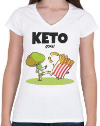 printfashion KETOGURU - Női V-nyakú póló - Fehér (10764499)