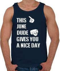 printfashion Ez a júniusi csávó szép napot kíván neked - Férfi atléta - Sötétkék (1426087)