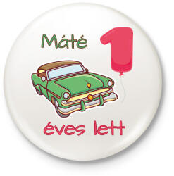 printfashion Zöld kocsi - Névvel, számmal - Kitűző, hűtőmágnes - Fehér (6243189)