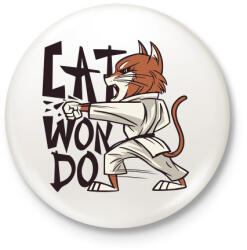 printfashion Karatés Cica - cat won do - Kitűző, hűtőmágnes - Fehér (4215279)