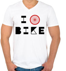 printfashion I love bike (black) - Férfi V-nyakú póló - Fehér (7429872)