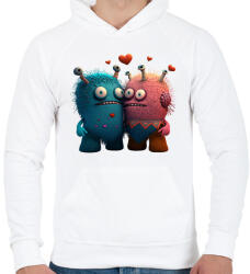 printfashion Vicces Szörnyecskés - cuki, csúnya, szerelmes minta - Férfi kapucnis pulóver - Fehér (11865871)