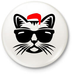 printfashion Karácsonyi cica - Kitűző, hűtőmágnes - Fehér (11126404)