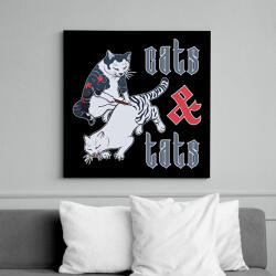 printfashion Cats & tats - Vászonkép - Fekete (12604908)