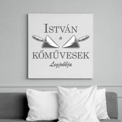 printfashion A kőművesek legjobbja - névvel - Vászonkép - Fehér (6641184)