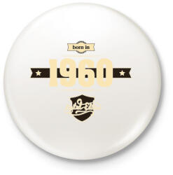 printfashion born-in-1960-cream-choco - Kitűző, hűtőmágnes - Fehér (3076828)