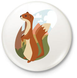 printfashion Hermelin - Kitűző, hűtőmágnes - Fehér (6586516)