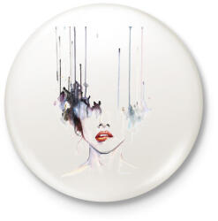 printfashion Painted Girl - Kitűző, hűtőmágnes - Fehér (3079122)