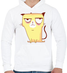 printfashion Grumpycat - Férfi kapucnis pulóver - Fehér (5224247)