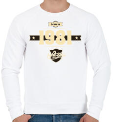 printfashion born-in-1981-cream-choco - Férfi pulóver - Fehér (629653)