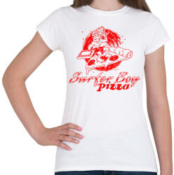 printfashion Surfer Boy Pizza - Női póló - Fehér (7292919)