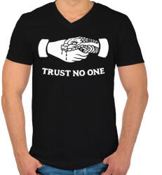 printfashion Trust no one! - Férfi V-nyakú póló - Fekete (2362190)