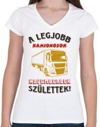 printfashion Kamionos szülinapja november - Női V-nyakú póló - Fehér (5695469)