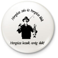 printfashion horgász szív - Kitűző, hűtőmágnes - Fehér (3079599)