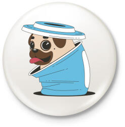 printfashion Mopsz kutya - Kitűző, hűtőmágnes - Fehér (3078090)