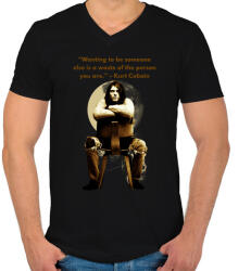 printfashion kurt cobain quotes - Férfi V-nyakú póló - Fekete (4694273)