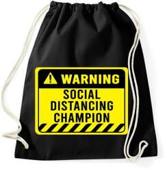 printfashion Social Distancing Champion Warning - Sportzsák, Tornazsák - Fekete (2545801)