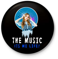 printfashion THE MUSIC ITS ME LIFE - Kitűző, hűtőmágnes - Fekete (3098361)
