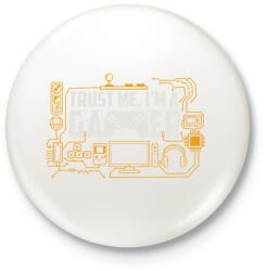 printfashion Gamer - Kitűző, hűtőmágnes - Fehér (13192165)