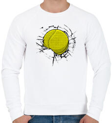 printfashion Teniszlabda a falban - Férfi pulóver - Fehér (16064776)