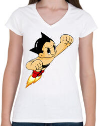 printfashion Mighty Atom - Astro Boy - Női V-nyakú póló - Fehér (16037917)