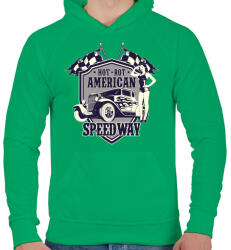 printfashion Amerikai hot rod - Férfi kapucnis pulóver - Zöld (181010)