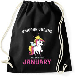 printfashion Unikornis királynők születésnapja Januárban - Sportzsák, Tornazsák - Fekete (1139213)