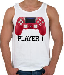 printfashion Player 1 PS4 páros póló - Férfi atléta - Fehér (2189886)