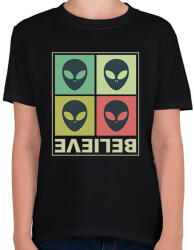 printfashion Believe - Aliens - Gyerek póló - Fekete (8751704)