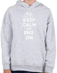 printfashion Keep Calm and Bike ON! - Gyerek kapucnis pulóver - Sport szürke (2020886)