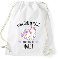 printfashion Unikornis királylányok születésnapja márciusban - Sportzsák, Tornazsák - Fehér (1243888)