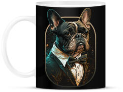 printfashion Francia Bulldog öltönyben - Bögre - Fekete (12606585)