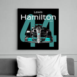 printfashion Lewis Hamilton 44 autóversenyző - fehér felirat - Vászonkép - Fekete (16044466)