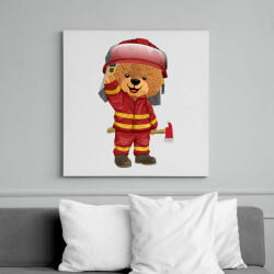 printfashion Tűzoltó maci - Vászonkép - Fehér (9477188)