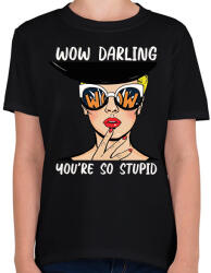 printfashion Wow Darling - Pop art - Gyerek póló - Fekete (7102171)
