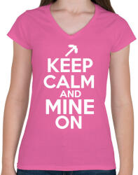 printfashion Minecraft - Csak nyugi és bányássz! - Női V-nyakú póló - Rózsaszín (830557)