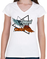 printfashion anygal vagy ördög - Női V-nyakú póló - Fehér (6844449)
