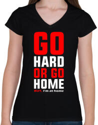 printfashion Home GYM - Női V-nyakú póló - Fekete (2392969)