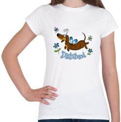 printfashion He's very happy Dachshund! - Női póló - Fehér (13434518)