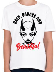 printfashion Bald, badass & beautiful - Gyerek póló - Fehér (8259922)