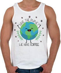 printfashion Save the planet - we have coffee - Férfi atléta - Fehér (7322488)