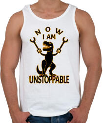 printfashion Megállíthatatlan dínó - Férfi atléta - Fehér (11678426)