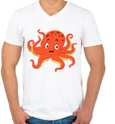 printfashion polip - Férfi V-nyakú póló - Fehér (15603075)