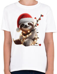 printfashion Cuki vicces karácsonyi party lajhár - Gyerek póló - Fehér (15245633)