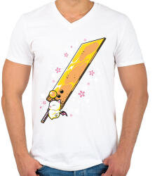 printfashion Big sword - Férfi V-nyakú póló - Fehér (5110455)