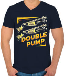 printfashion Double Pump - Férfi V-nyakú póló - Sötétkék (2311019)