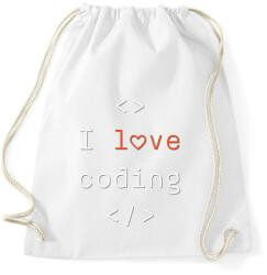 printfashion I love coding, szeretek programozni - Sportzsák, Tornazsák - Fehér (11172038)
