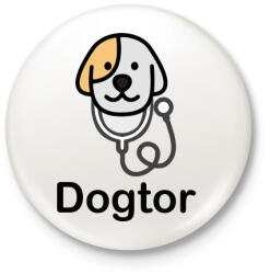 printfashion DoGtor - Kitűző, hűtőmágnes - Fehér (3088612)