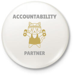 printfashion Accountability partner- Számonkérő edző társ - Kitűző, hűtőmágnes - Fehér (10596511)